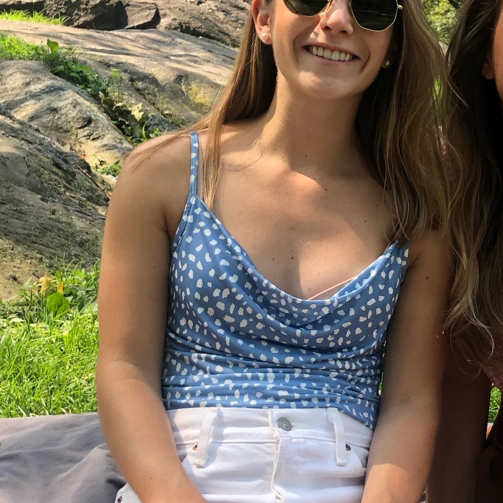 Urban Outfitters Blue and White Dotted Blouse